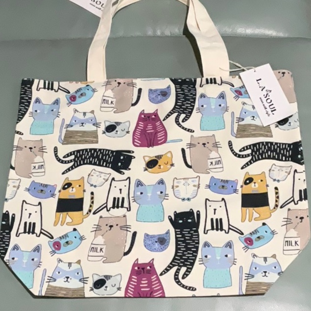 Cat Print Tote Bags